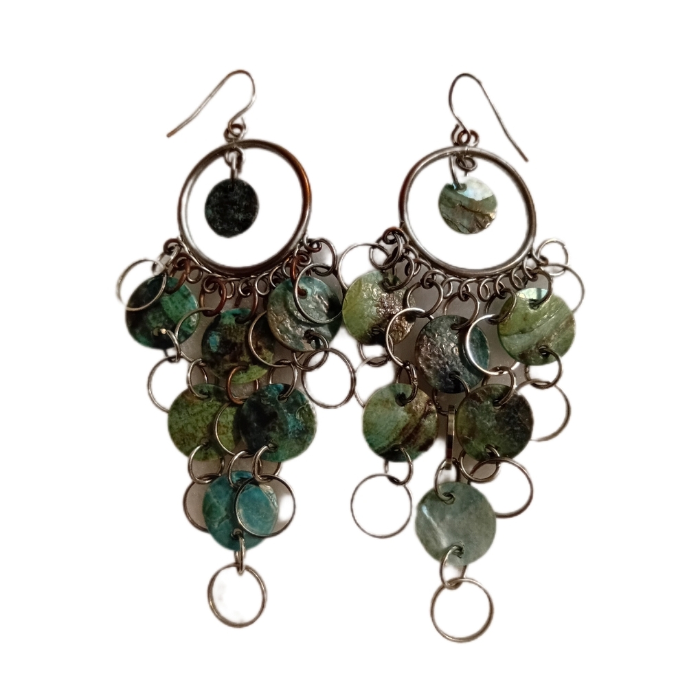 Elegant Green Chandelier Earrings - Picture 2 of 2